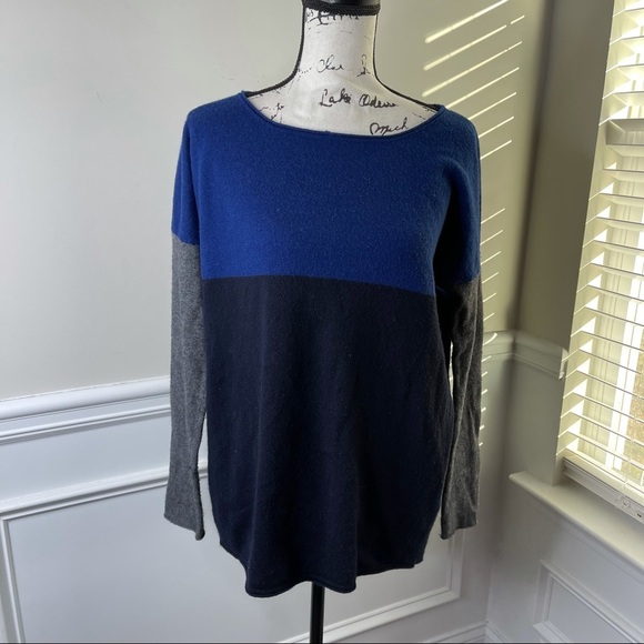 Vince cashmere wool blend‎ blue color block sweater size small - Picture 1 of 5